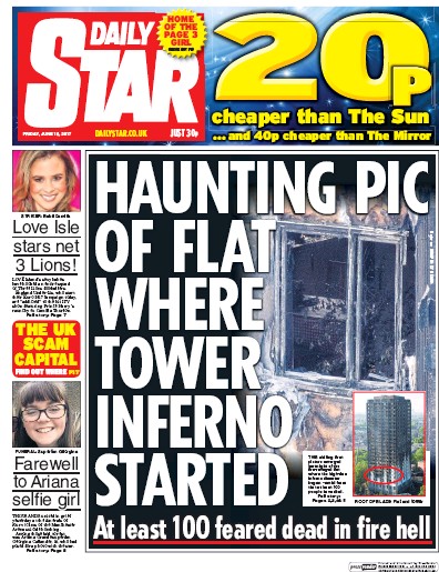 Daily Star Newspaper Front Page for 16 June 2017
