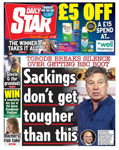 Daily Star (UK) Newspaper Front Page for 16 July 2025