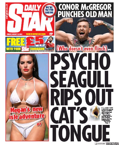 Daily Star Newspaper Front Page for 16 August 2019
