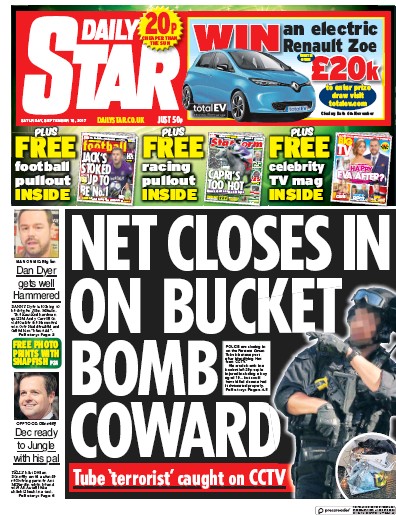 Daily Star Newspaper Front Page for 16 September 2017
