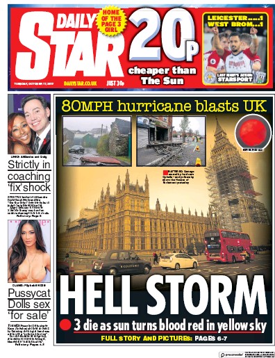 Daily Star Newspaper Front Page for 17 October 2017