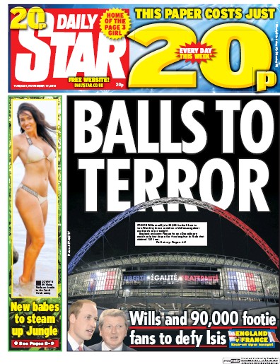 Daily Star Newspaper Front Page for 17 November 2015