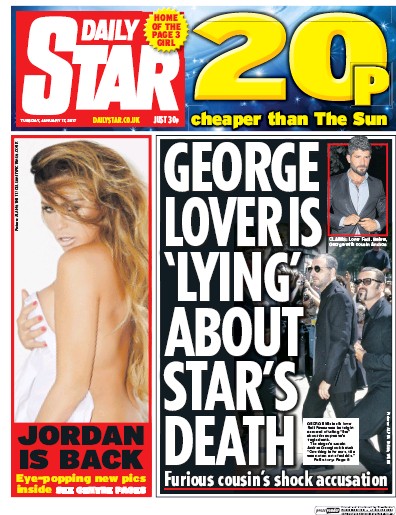 Daily Star Newspaper Front Page for 17 January 2017