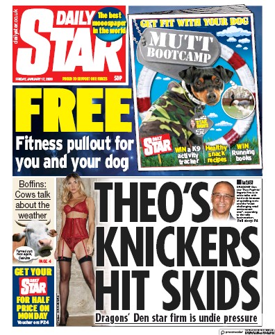 Daily Star Newspaper Front Page for 17 January 2020