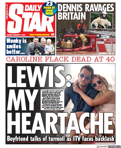 Daily Star Newspaper Front Page for 17 February 2020
