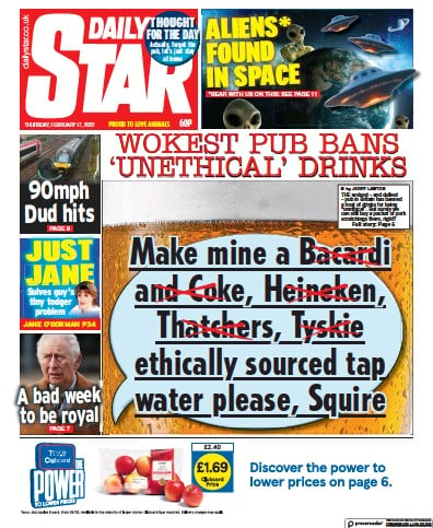 Daily Star Newspaper Front Page for 17 February 2022