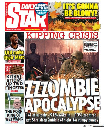 Daily Star (UK) Newspaper Front Page for 17 February 2023