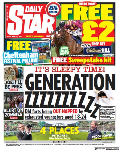 Daily Star (UK) Newspaper Front Page for 17 March 2023