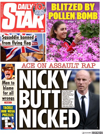 Daily Star Newspaper Front Page for 17 April 2019
