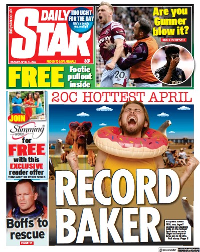 Daily Star (UK) Newspaper Front Page for 17 April 2023