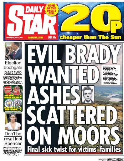 Daily Star Newspaper Front Page for 17 May 2017