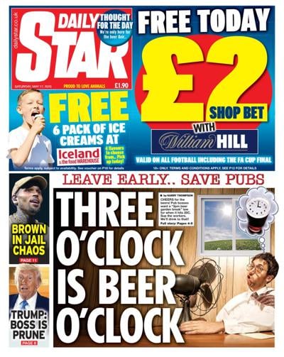 Daily Star (UK) Newspaper Front Page for 17 May 2025