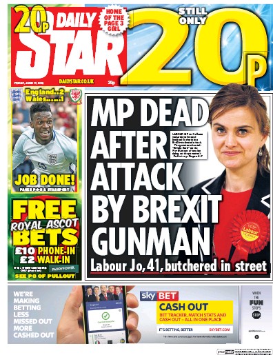 Daily Star Newspaper Front Page for 17 June 2016