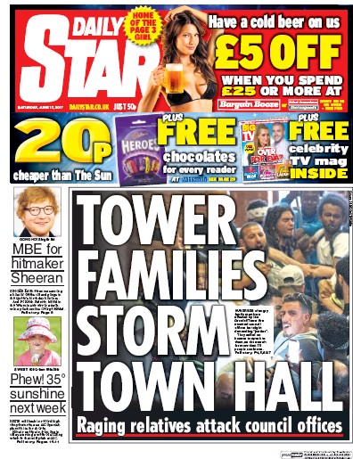 Daily Star Newspaper Front Page for 17 June 2017