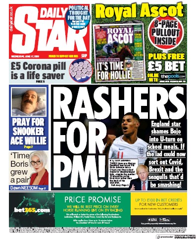 Daily Star Newspaper Front Page for 17 June 2020