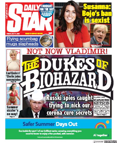 Daily Star Newspaper Front Page for 17 July 2020