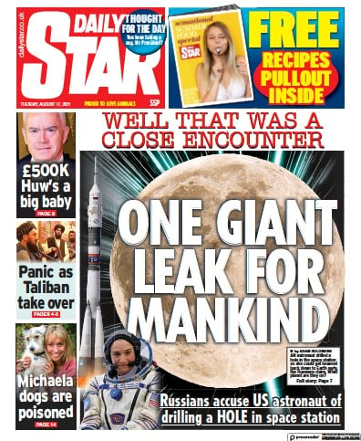 Daily Star (UK) Newspaper Front Page for 17 August 2021