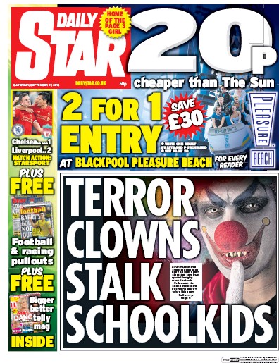 Daily Star (UK) Newspaper Front Page for 17 September 2016
