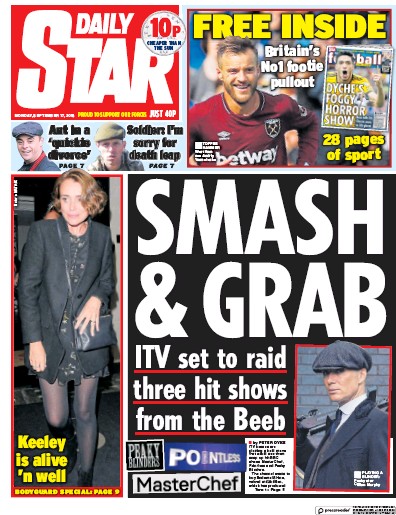 Daily Star Newspaper Front Page for 17 September 2018