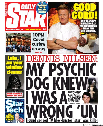 Daily Star Newspaper Front Page for 17 September 2020