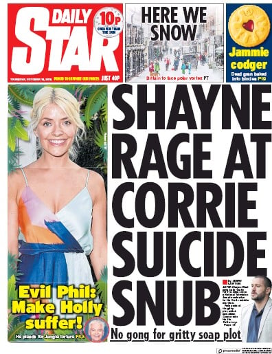 Daily Star Newspaper Front Page for 18 October 2018
