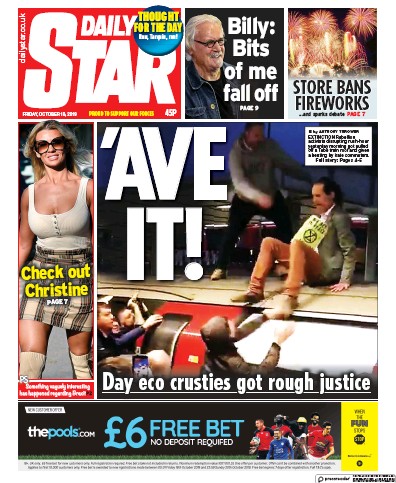 Daily Star Newspaper Front Page for 18 October 2019