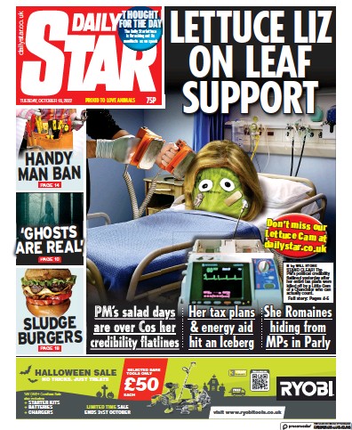 Daily Star Newspaper Front Page for 18 October 2022