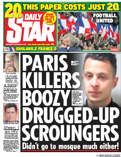 Daily Star Newspaper Front Page for 18 November 2015