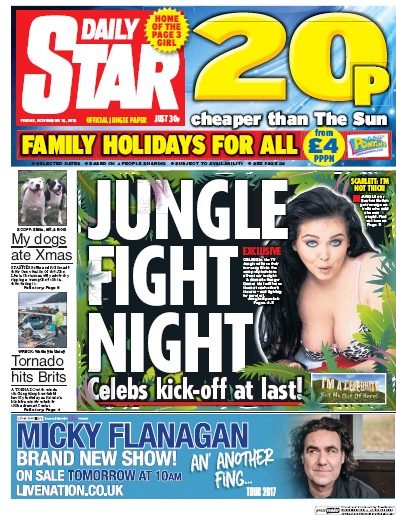 Daily Star Newspaper Front Page for 18 November 2016