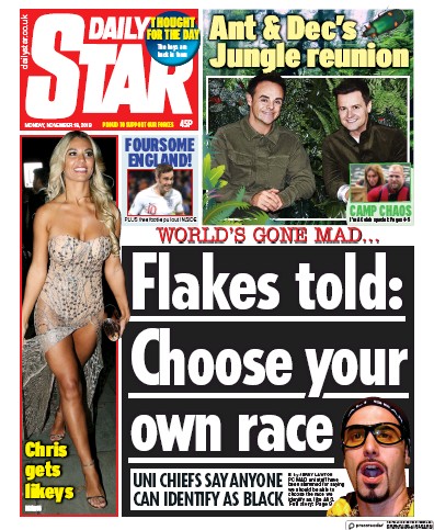 Daily Star Newspaper Front Page for 18 November 2019