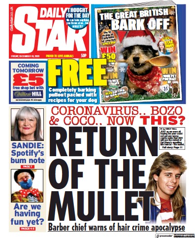 Daily Star Newspaper Front Page for 18 December 2020