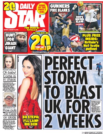 Daily Star Newspaper Front Page for 18 January 2016