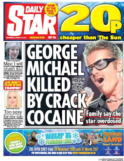 Daily Star Newspaper Front Page for 18 January 2017