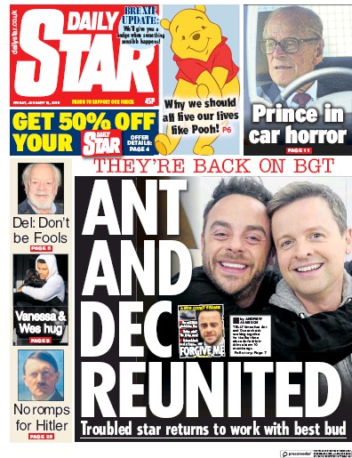 Daily Star Newspaper Front Page for 18 January 2019