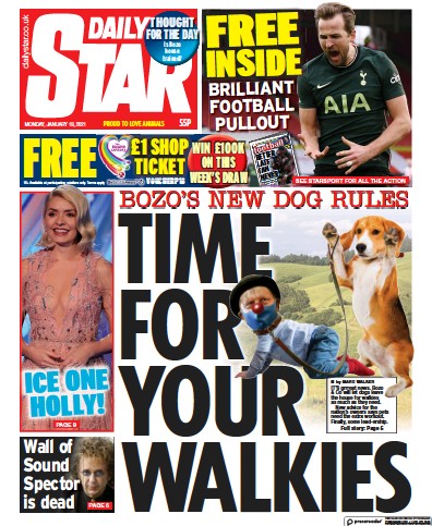 Daily Star (UK) Newspaper Front Page for 18 January 2021