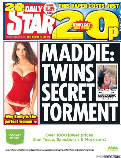 Daily Star Newspaper Front Page for 18 February 2016