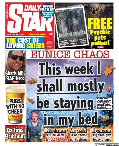 Daily Star Newspaper Front Page for 18 February 2022