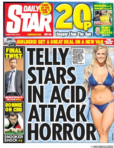Daily Star Newspaper Front Page for 18 April 2017