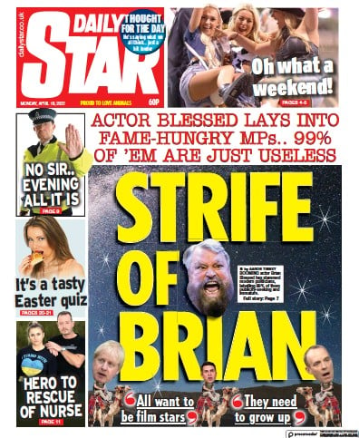 Daily Star (UK) Newspaper Front Page for 18 April 2022