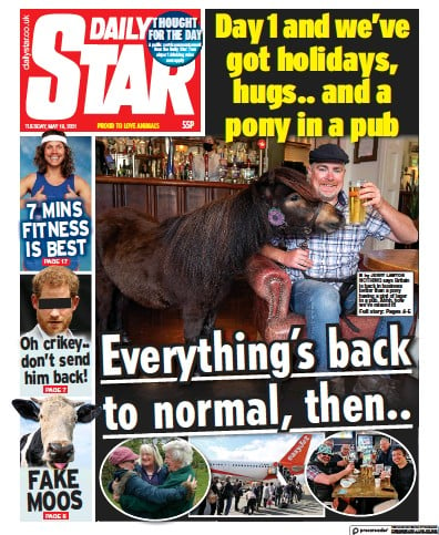 Daily Star (UK) Newspaper Front Page for 18 May 2021