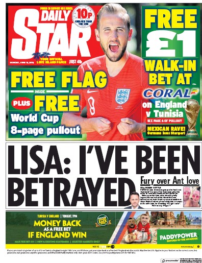 Daily Star Newspaper Front Page for 18 June 2018