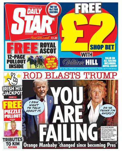 Daily Star (UK) Newspaper Front Page for 18 June 2025