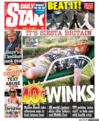 Daily Star Newspaper Front Page for 18 July 2022