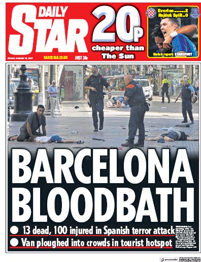 Daily Star Newspaper Front Page for 18 August 2017