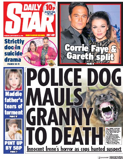 Daily Star Newspaper Front Page for 18 September 2018