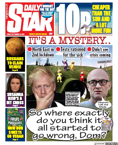Daily Star Newspaper Front Page for 18 September 2020