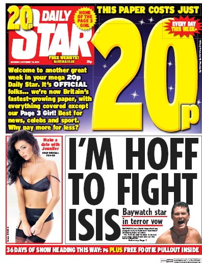 Daily Star Newspaper Front Page for 19 October 2015