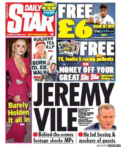 Daily Star Newspaper Front Page for 19 October 2019