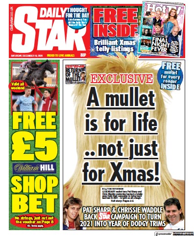 Daily Star (UK) Newspaper Front Page for 19 December 2020