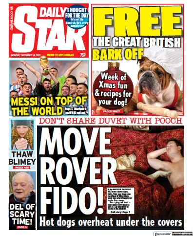 Daily Star Newspaper Front Page for 19 December 2022